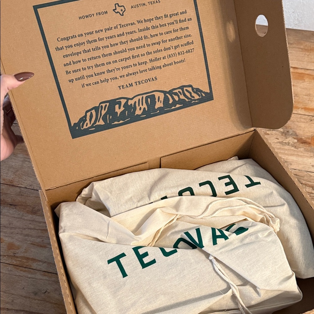 Brand new tecovas toasted almond suede the Sadie box says 9 but they’re a 9.5!!! - Picture 2 of 4